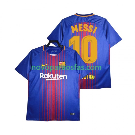 Camisolas FC Barcelona Lionel Messi 10 2017-2018 Retro Homem Casa Manga Curta