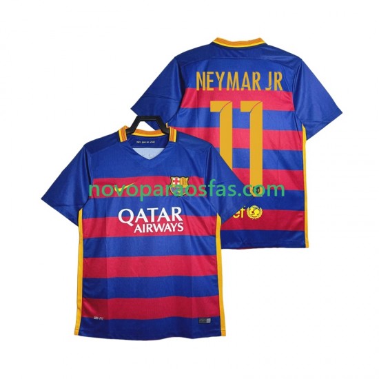 Camisolas FC Barcelona Neymar JR 11 2015-2016 Retro Homem Casa Manga Curta