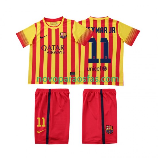 Camisolas FC Barcelona Neymar JR 11 2013 2014 Retro Criança Visitante Manga Curta