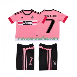 Camisolas Juventus Cristiano RONALDO 7 2015 2016 Retro Criança Visitante Manga Curta