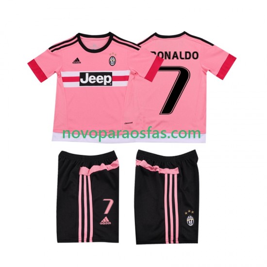 Camisolas Juventus Cristiano RONALDO 7 2015 2016 Retro Criança Visitante Manga Curta
