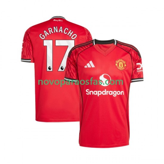 Camisolas Manchester United Alejandro Garnacho 17 Homem Casa 2025-2026 Manga Curta