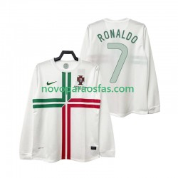 Camisolas Portugal Cristiano Ronaldo 7 2012 Retro Homem Visitante Manga Comprida