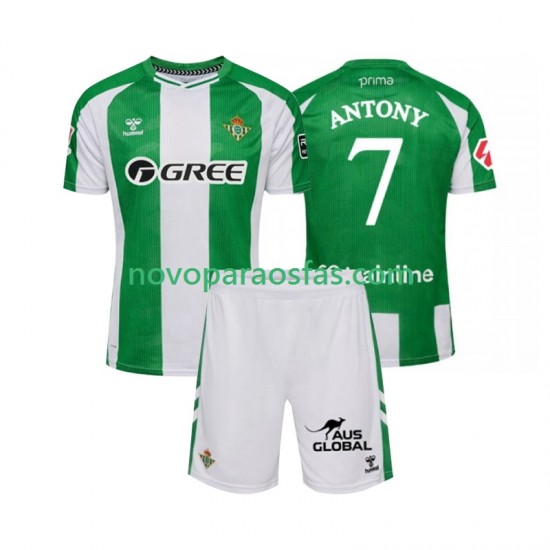 Camisolas Real Betis Antony 7 Criança Casa 2025-2026 Manga Curta