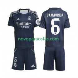 Camisolas Real Madrid Camavinga 6 Criança Visitante 2025-2026 Manga Curta