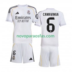 Camisolas Real Madrid Camavinga 6 Criança Casa 2025-2026 Manga Curta