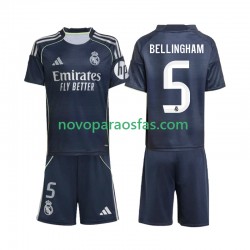 Camisolas Real Madrid Jude Bellingham 5 Criança Visitante 2025-2026 Manga Curta