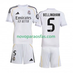 Camisolas Real Madrid Jude Bellingham 5 Criança Casa 2025-2026 Manga Curta