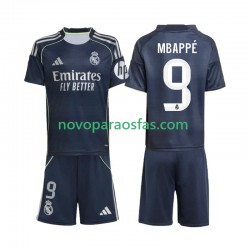 Camisolas Real Madrid Mbappé Kylian 9 Criança Visitante 2025-2026 Manga Curta