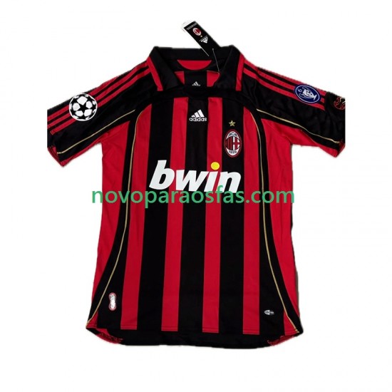 Camisolas AC Milan KAKA 8 2007 Retro Homem Casa 2006 Manga Curta