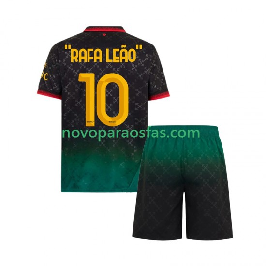 Camisolas AC Milan RAFA LEAO 10 Criança Quarto 2024-2025 Manga Curta