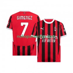 Camisolas AC Milan Santiago Gimenez 7 Homem Casa 2024-2025 Manga Curta
