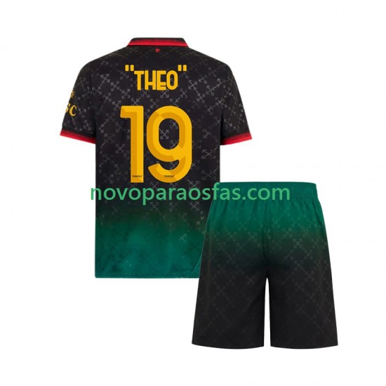 Camisolas AC Milan THEO 19 Criança Quarto 2024-2025 Manga Curta