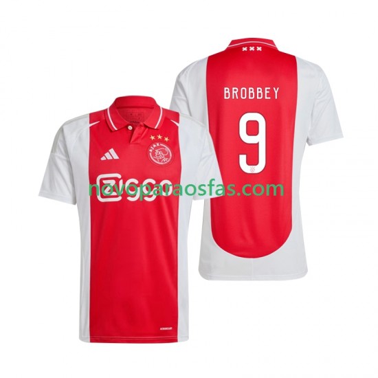Camisolas AFC Ajax Brian Brobbey 9 Homem Casa 2024-2025 Manga Curta
