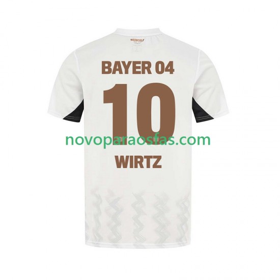Camisolas Bayer 04 Leverkusen Florian Wirtz 10 Homem Visitante 2024-2025 Manga Curta