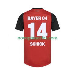 Camisolas Bayer 04 Leverkusen Patrik Schick 14 Homem Casa 2024-2025 Manga Curta