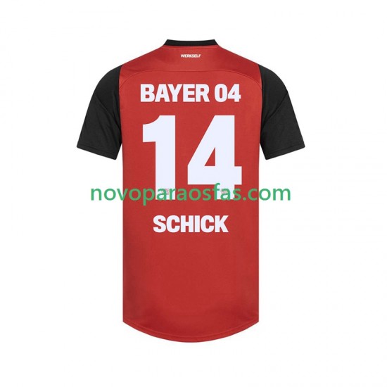 Camisolas Bayer 04 Leverkusen Patrik Schick 14 Homem Casa 2024-2025 Manga Curta