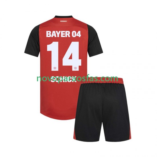 Camisolas Bayer 04 Leverkusen Patrik Schick 14 Criança Casa 2024-2025 Manga Curta