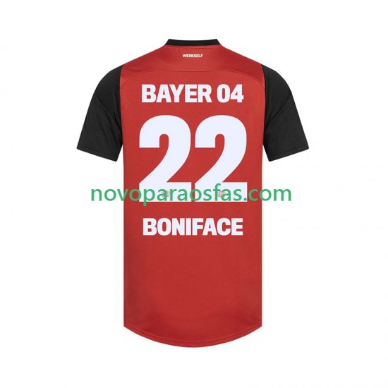 Camisolas Bayer 04 Leverkusen Victor Boniface 22 Homem Casa 2024-2025 Manga Curta
