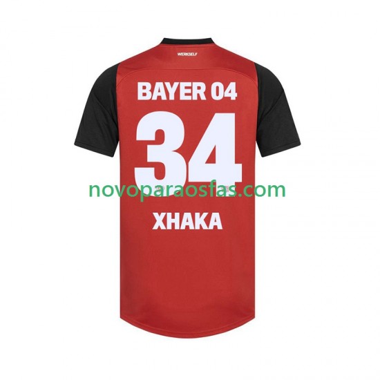 Camisolas Bayer 04 Leverkusen XHAKA 34 Homem Casa 2024-2025 Manga Curta