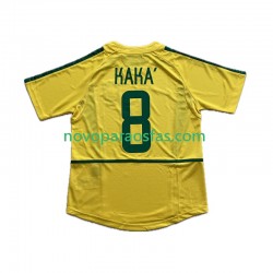 Camisolas Brasil KAKA 8 Retro Homem Casa 2002 Manga Curta