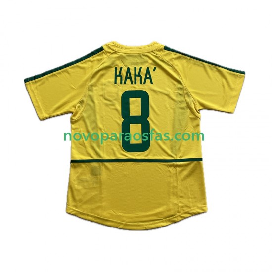 Camisolas Brasil KAKA 8 Retro Homem Casa 2002 Manga Curta