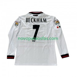 Camisolas Manchester United Beckham 7 Retro Homem Visitante 1998 1999 Manga Comprida