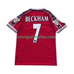 Camisolas Manchester United Beckham 7 Retro Homem Casa 1998 1999 Manga Curta