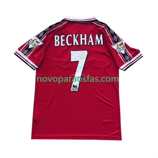 Camisolas Manchester United Beckham 7 Retro Homem Casa 1998 1999 Manga Curta