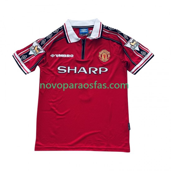 Camisolas Manchester United Beckham 7 Retro Homem Casa 1998 1999 Manga Curta