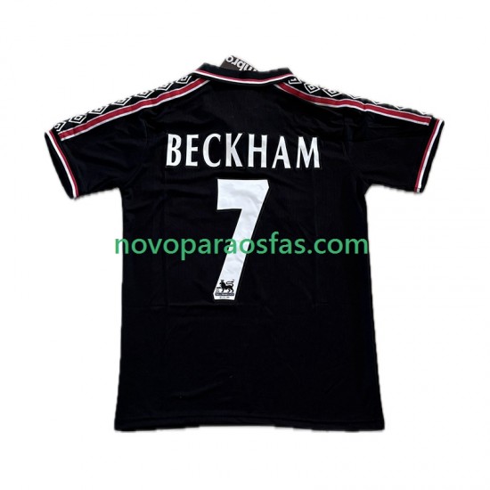 Camisolas Manchester United Beckham 7 Retro Homem Alternativo 1998 1999 Manga Curta