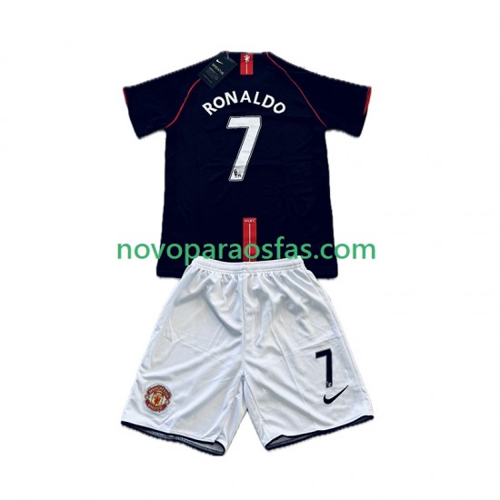Camisolas Manchester United Cristiano Ronaldo 7 2007 Retro Criança Visitante 2008 Manga Curta