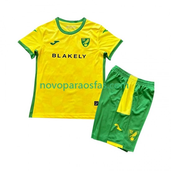 Camisolas Norwich City Criança Casa 2024-2025 Manga Curta