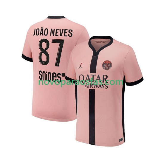 Camisolas Paris Saint-Germain Joao Neves 87 Homem Alternativo 2024-2025 Manga Curta