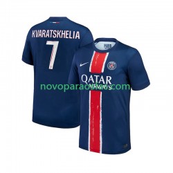 Camisolas Paris Saint-Germain Khvicha Kvaratskhelia 7 Homem Casa 2024-2025 Manga Curta