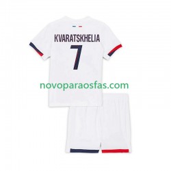 Camisolas Paris Saint-Germain Khvicha Kvaratskhelia 7 Criança Visitante 2024-2025 Manga Curta