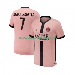Camisolas Paris Saint-Germain Khvicha Kvaratskhelia 7 Homem Alternativo 2024-2025 Manga Curta