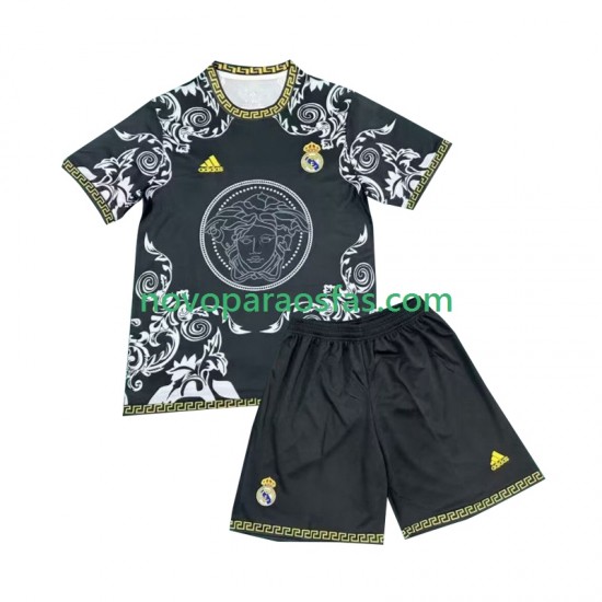 Camisolas Real Madrid Versace Black Edition Criança Casa 2024-2025 Manga Curta