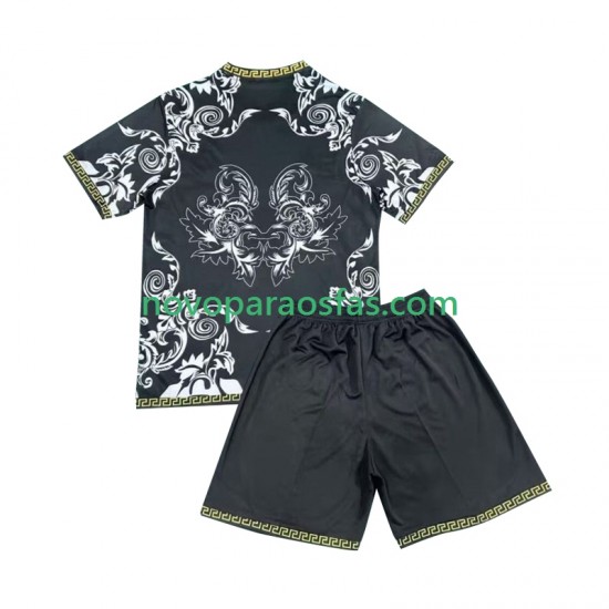 Camisolas Real Madrid Versace Black Edition Criança Casa 2024-2025 Manga Curta