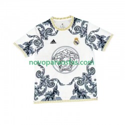 Camisolas Real Madrid Versace White Edition Homem Casa 2024-2025 Manga Curta