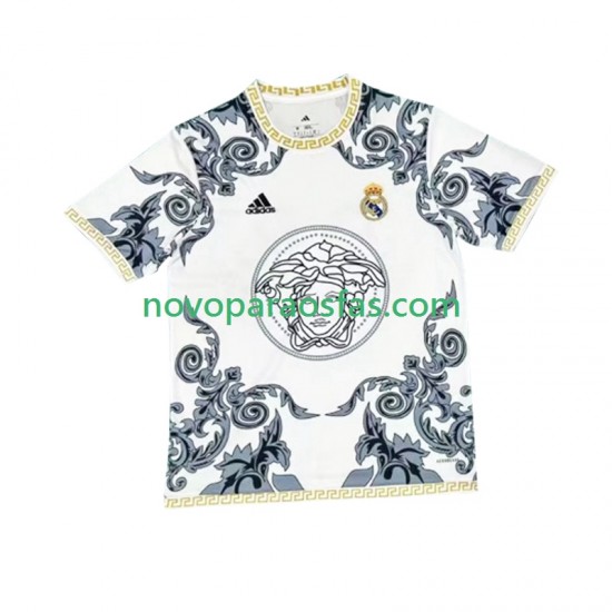 Camisolas Real Madrid Versace White Edition Homem Casa 2024-2025 Manga Curta