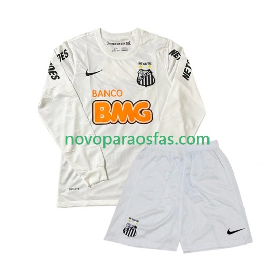 Camisolas Santos FC 2012 Retro Criança Casa 2011 Manga Comprida