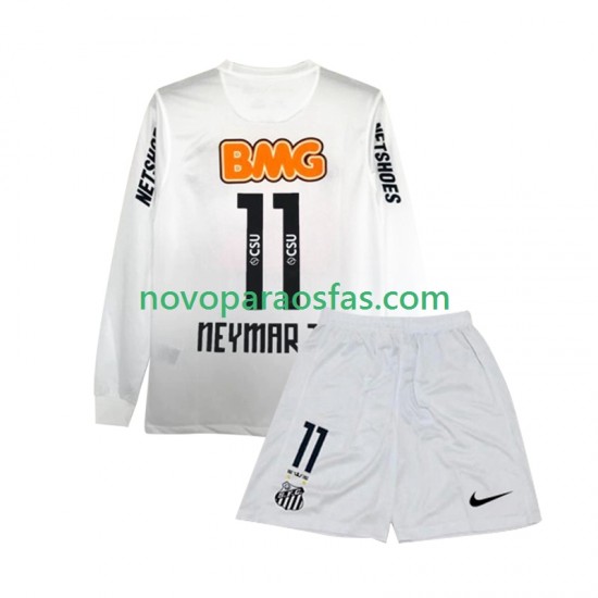 Camisolas Santos FC Neymar JR 11 2012 Retro Criança Casa 2011 Manga Comprida