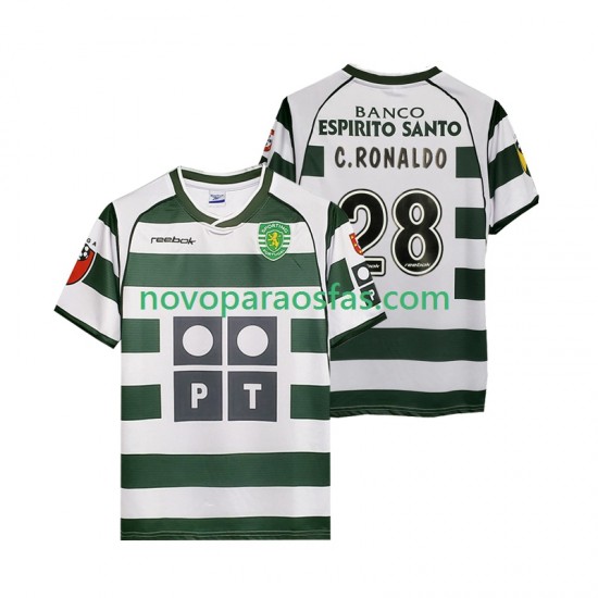 Camisolas Sporting CP Cristiano Ronaldo 28 2001 2003 Retro Homem Casa Manga Curta