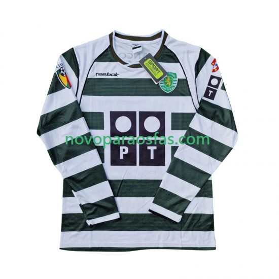 Camisolas Sporting CP 2001 2003 Retro Homem Casa Manga Comprida