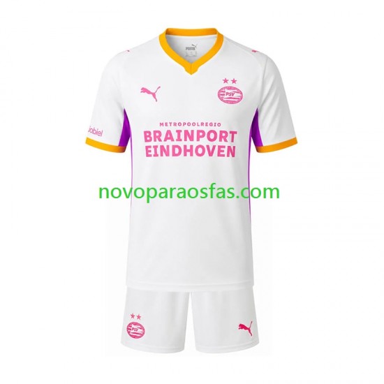 Camisolas PSV Eindhoven Criança Visitante 2026-2027 Manga Curta