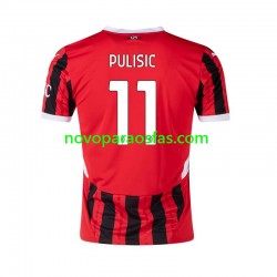 Camisolas AC Milan Pulisic 11 Homem Casa 2024-2025 Manga Curta
