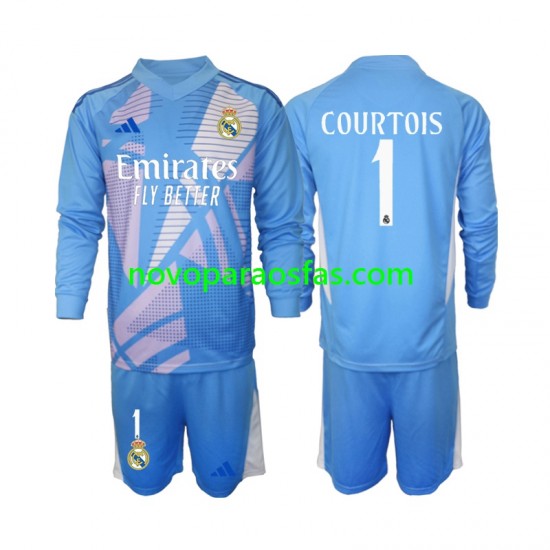 Camisolas Real Madrid Thibaut Courtois 1 Guarda-redes Criança Casa 2024-2025 Manga Comprida