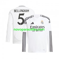 Camisolas Real Madrid Jude Bellingham 5 Homem Casa 2024-2025 Manga Comprida