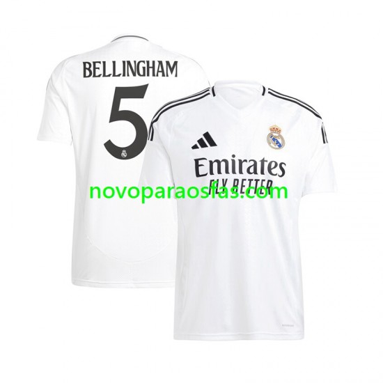 Camisolas Real Madrid Jude Bellingham 5 Homem Casa 2024-2025 Manga Curta